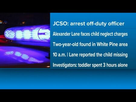 East TN police officer charged after two-year-old found wandering alone